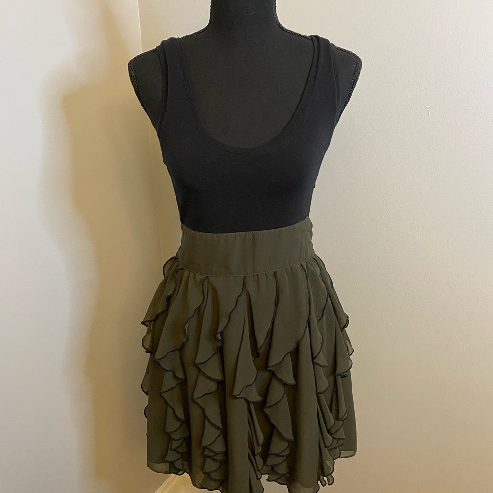 Olive Green Ruffle Skirt